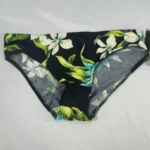 Christina Swim bikini Bottoms size small Black with floral pattern NWT